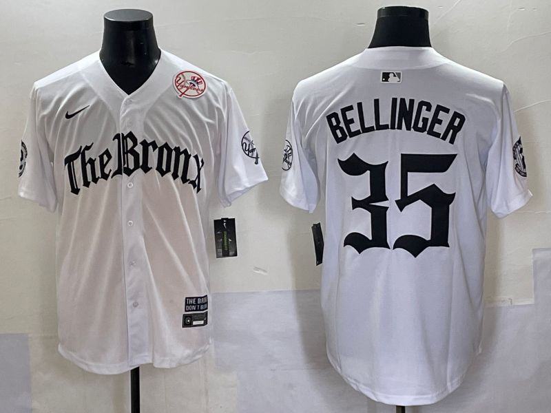 Men 2025 New York Yankees 35 Bellinger White Five generations Joint Name Nike MLB Jersey style 7